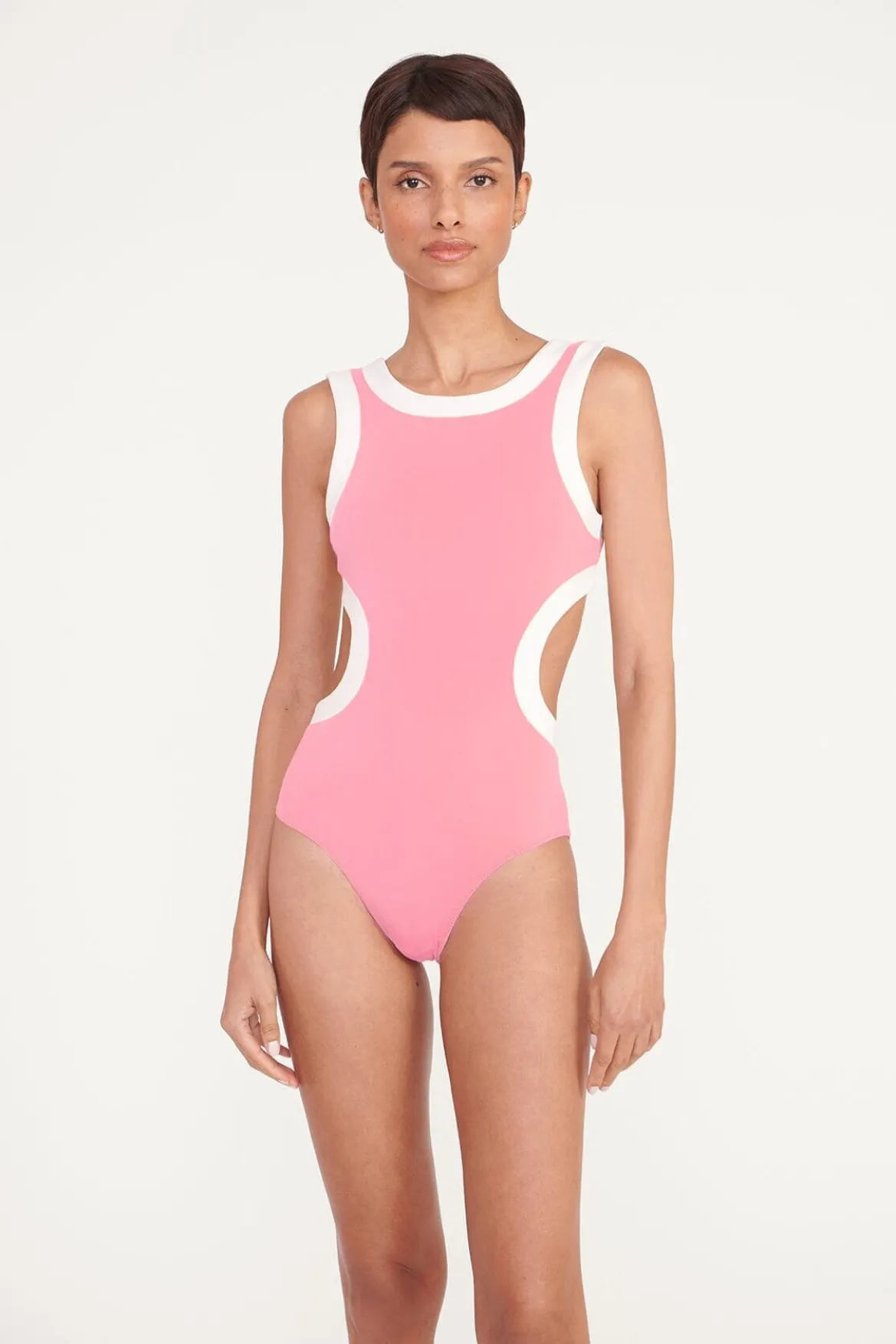 STAUD DOLCE ONE PIECE CORAL PINK WHITE