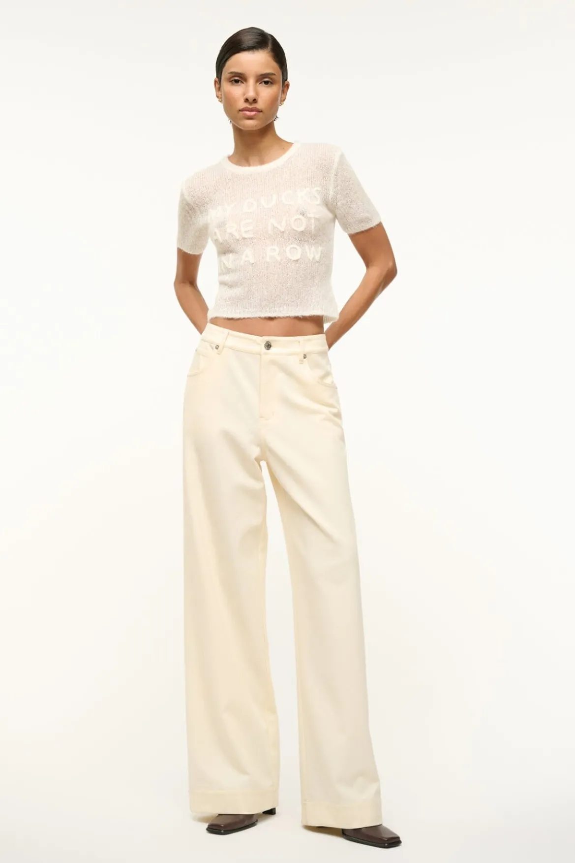 STAUD DUCKS IN A ROW TOP IVORY