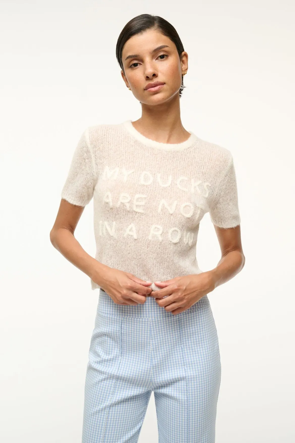 STAUD DUCKS IN A ROW TOP IVORY