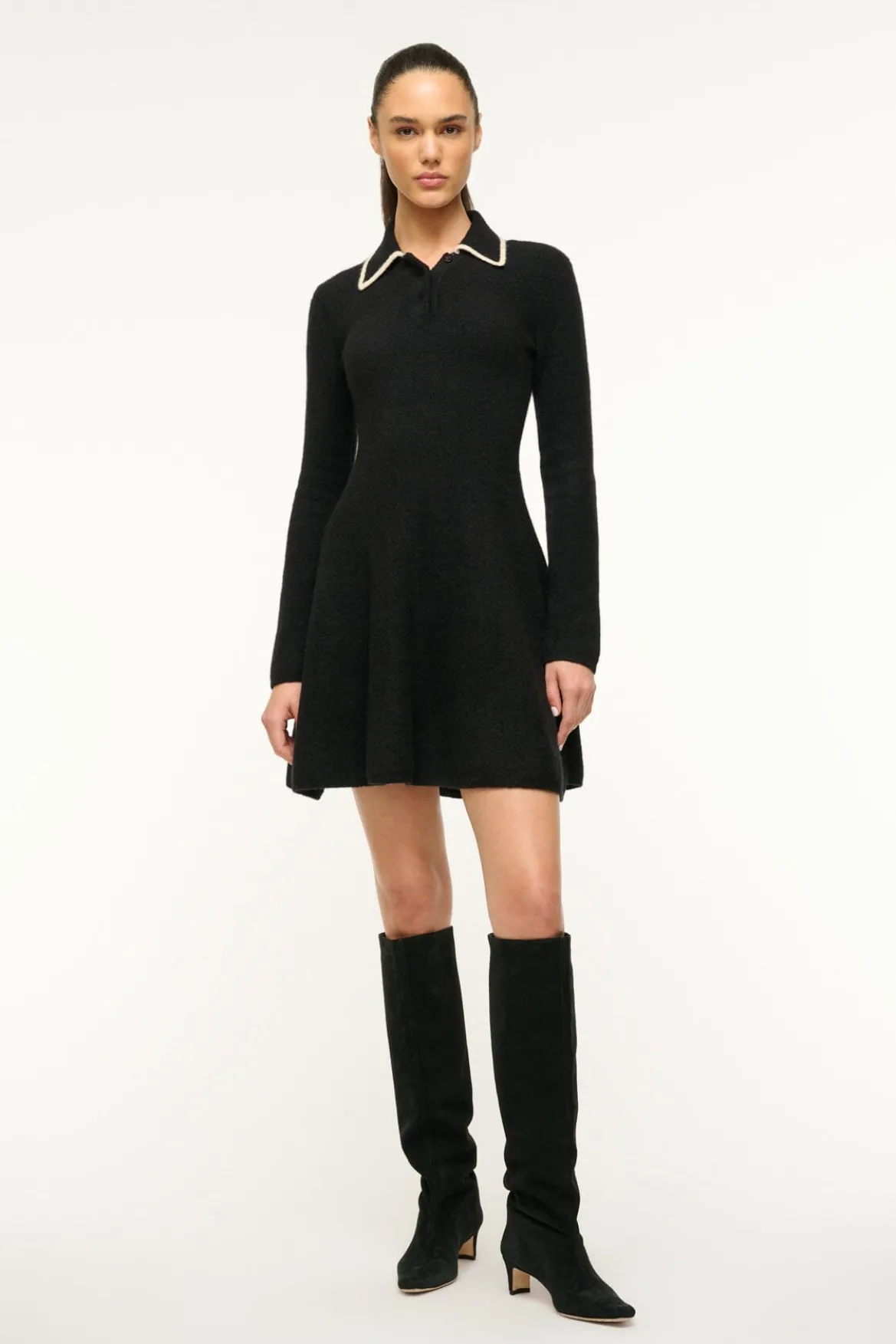 STAUD DUJOUR DRESS BLACK IVORY