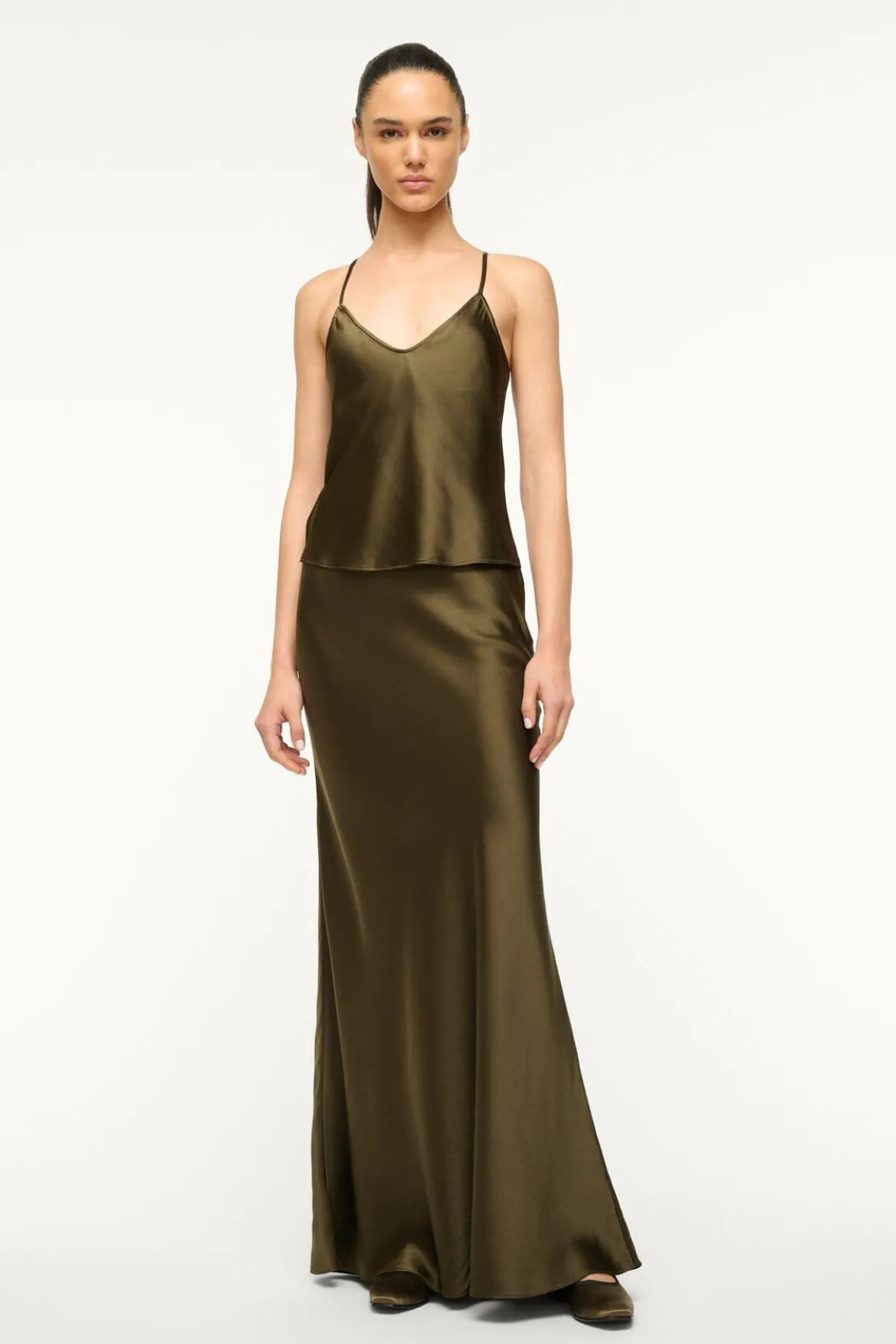 STAUD DURAND SILK CAMI WOODLAND