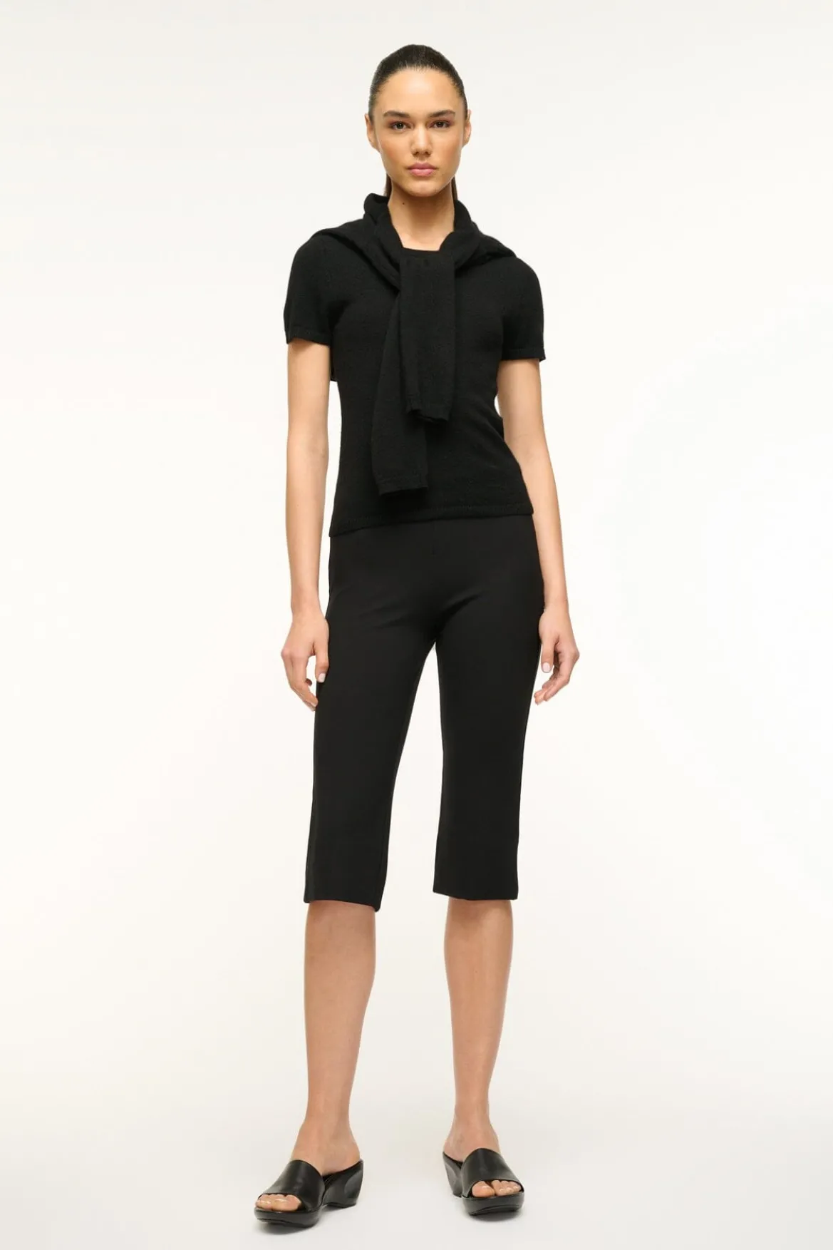 STAUD EASY CASHMERE TEE BLACK