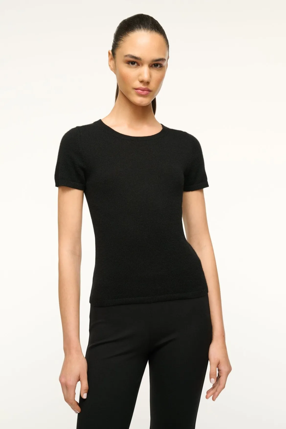 STAUD EASY CASHMERE TEE BLACK