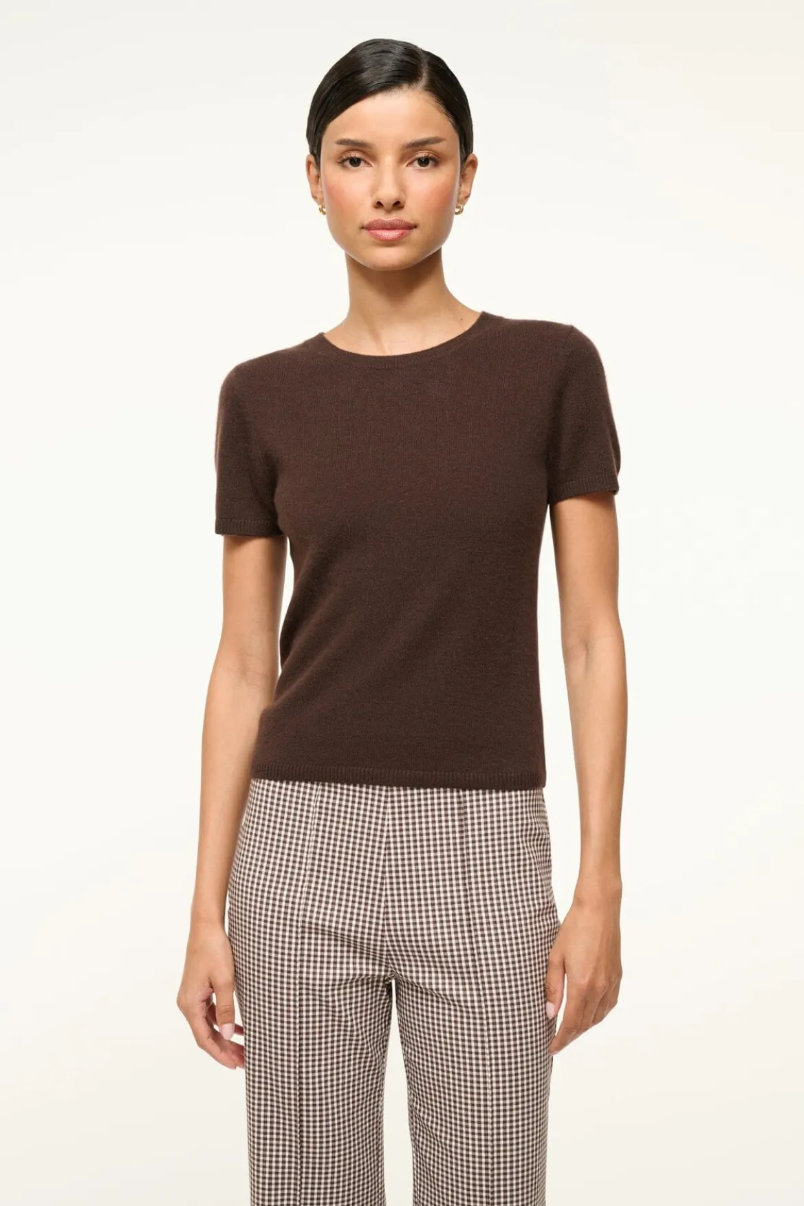 STAUD EASY CASHMERE TEE DARK CHOCOLATE