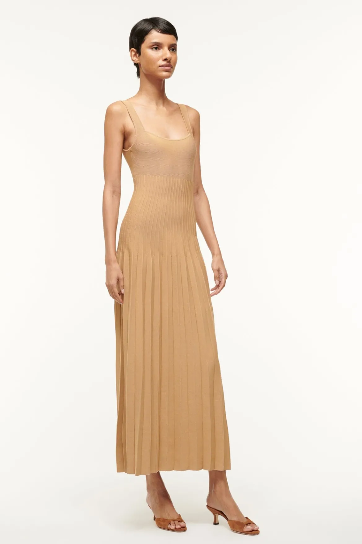 STAUD ELLISON DRESS CAMEL