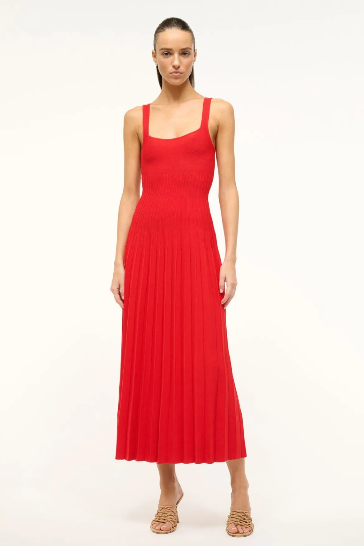 STAUD ELLISON DRESS RED ROSE