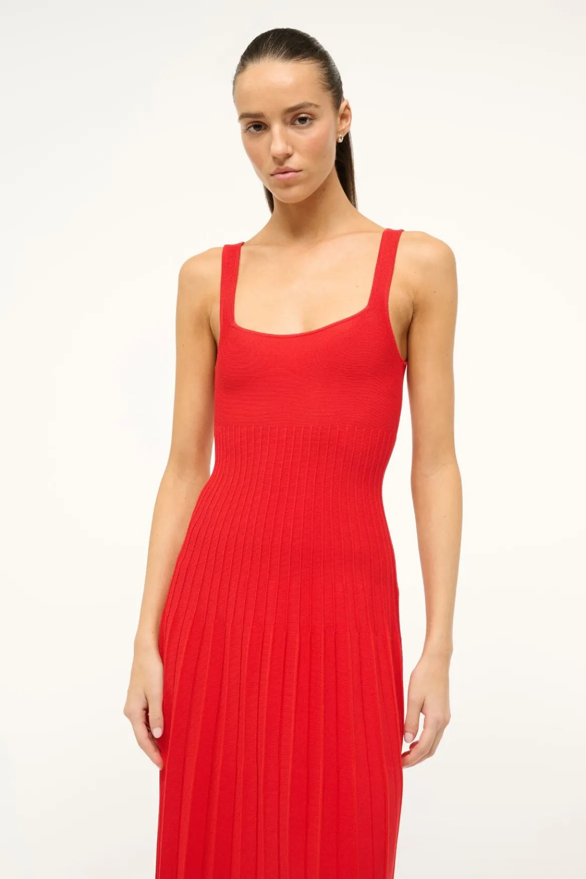 STAUD ELLISON DRESS RED ROSE