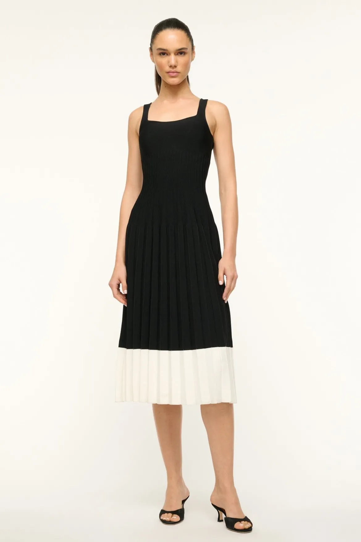 STAUD ELLISON DRESS BLACK IVORY