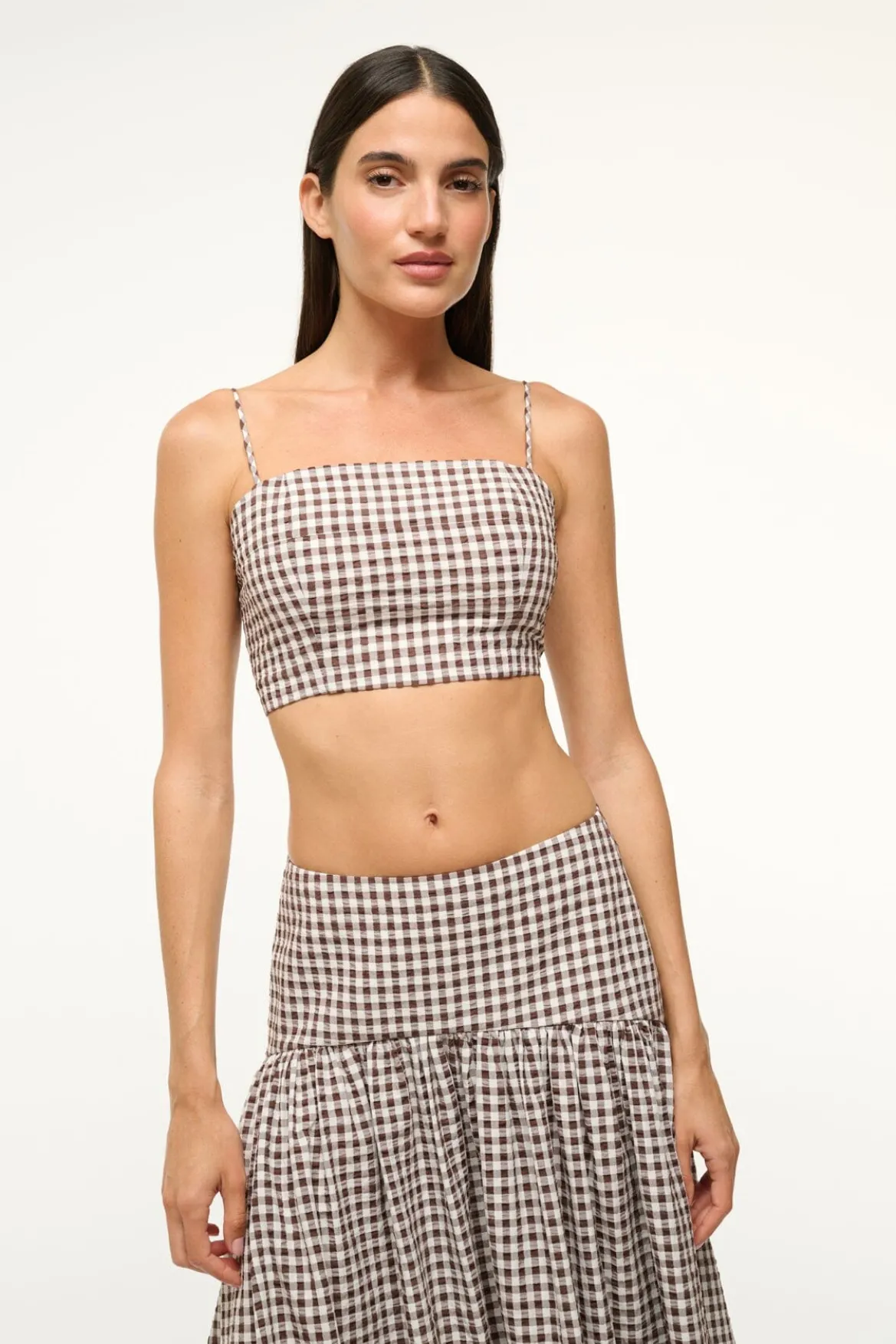 STAUD FEDERICO TANK DARK CHOCOLATE GINGHAM