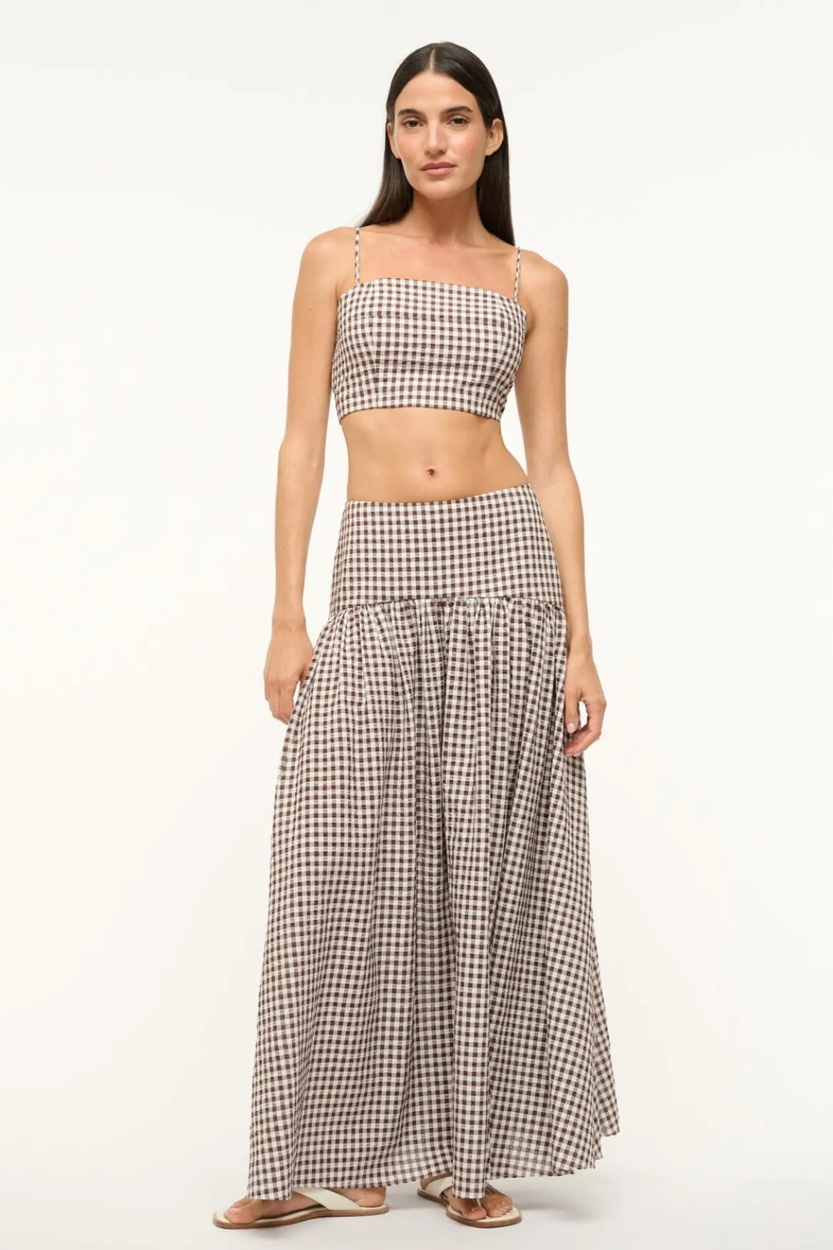 STAUD FEDERICO TANK DARK CHOCOLATE GINGHAM