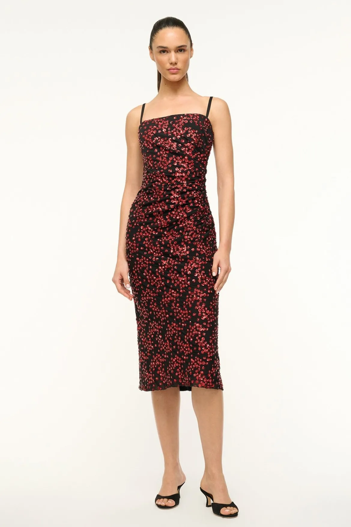 STAUD FLORENTINA DRESS POPPY