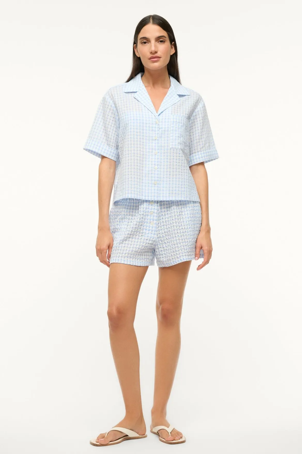 STAUD GABI SHIRT SKY GINGHAM