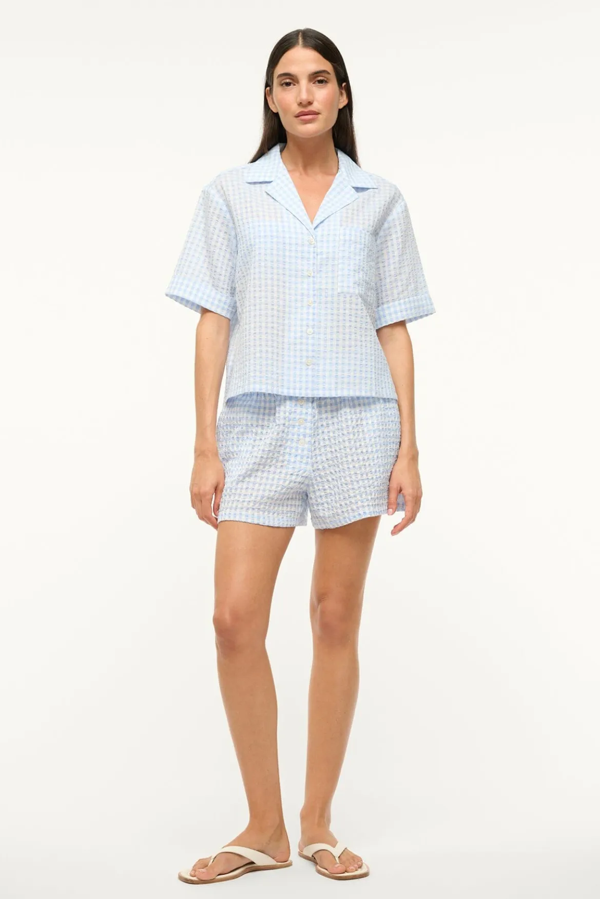 STAUD GABI SHORT SKY GINGHAM