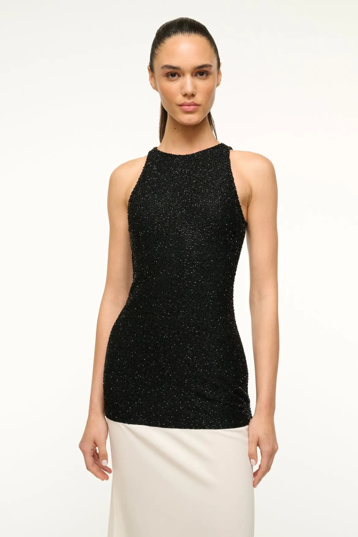 STAUD GABRIELLE DRESS BLACK IVORY