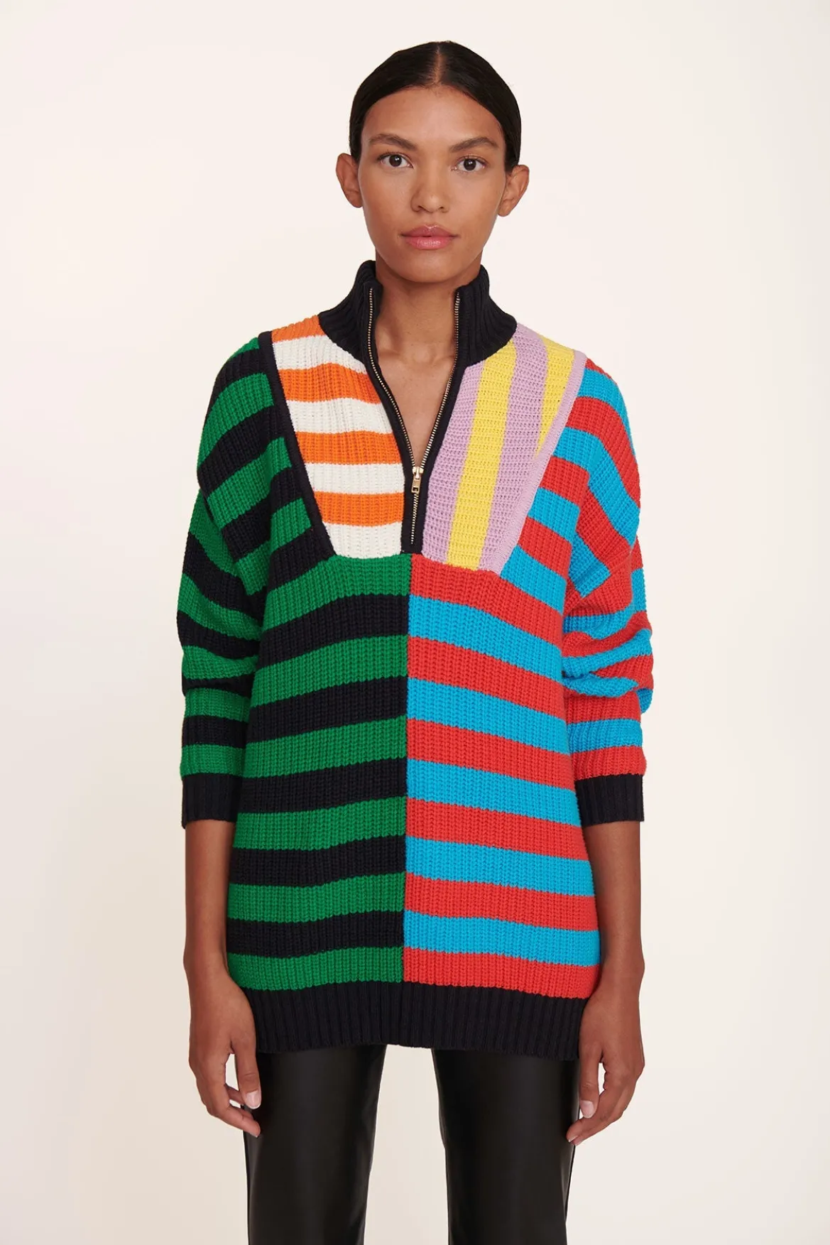 STAUD HAMPTON SWEATER CABANA STRIPE MULTI