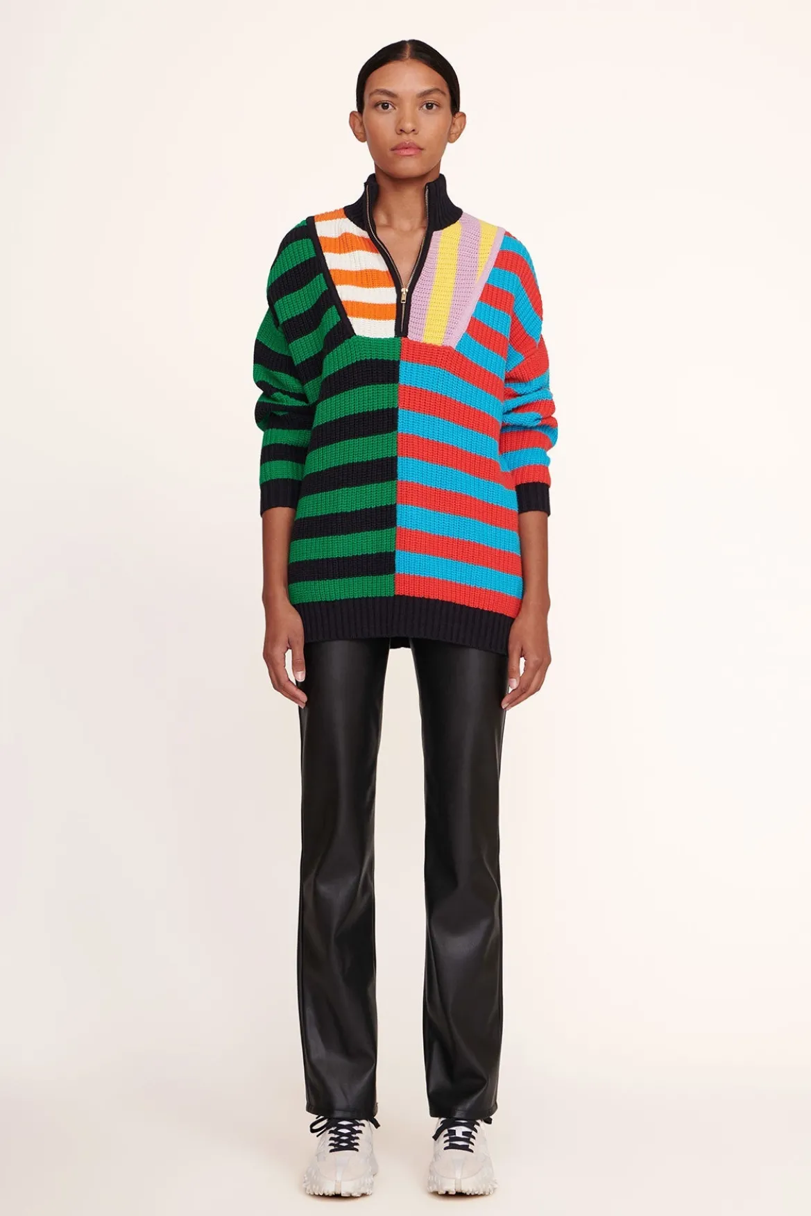 STAUD HAMPTON SWEATER CABANA STRIPE MULTI