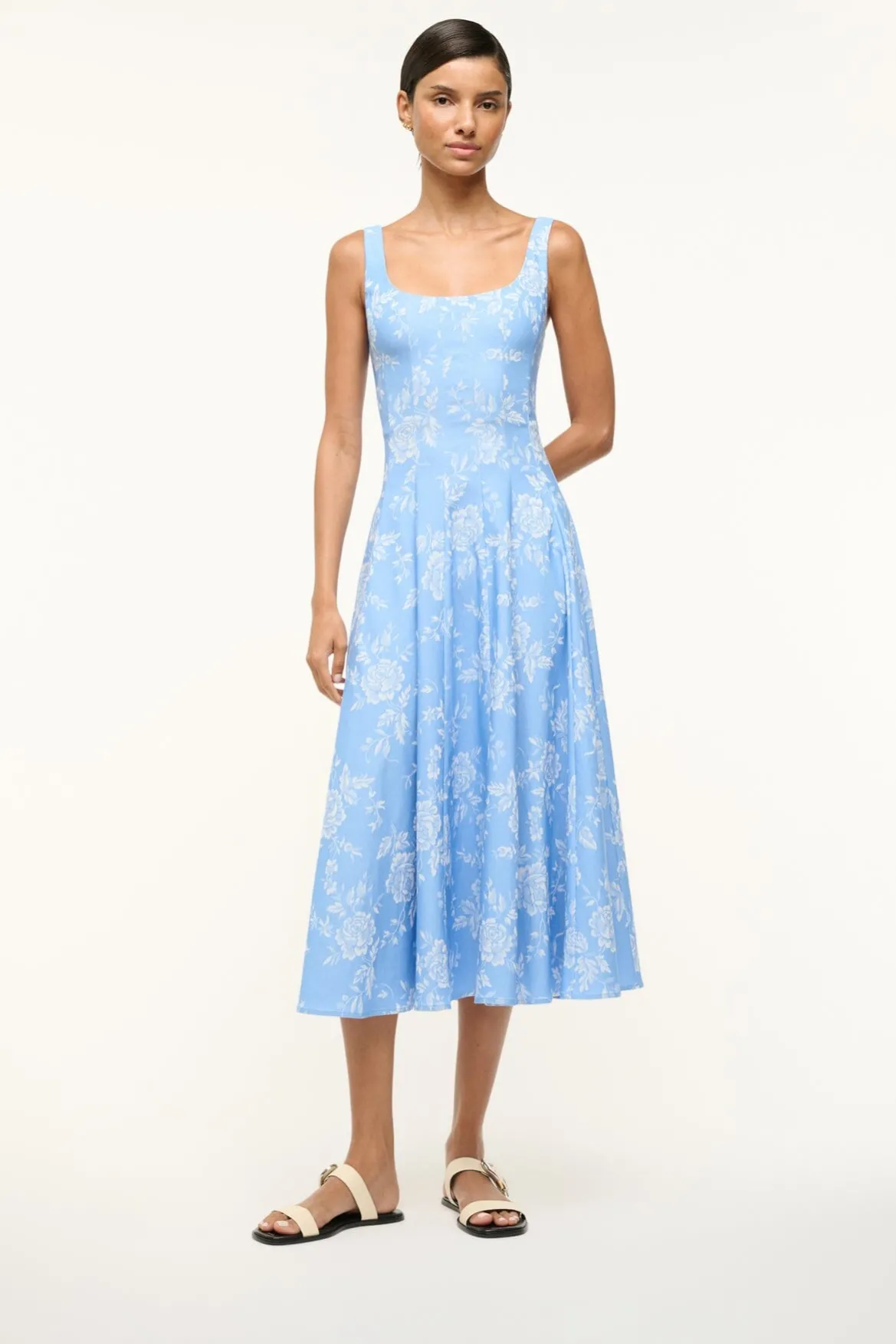 STAUD HARLOW FLAT SANDAL CREAM