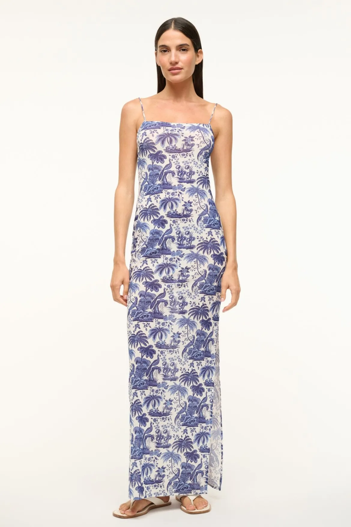 STAUD HASTINGS MAXI DRESS BLUE TOILE