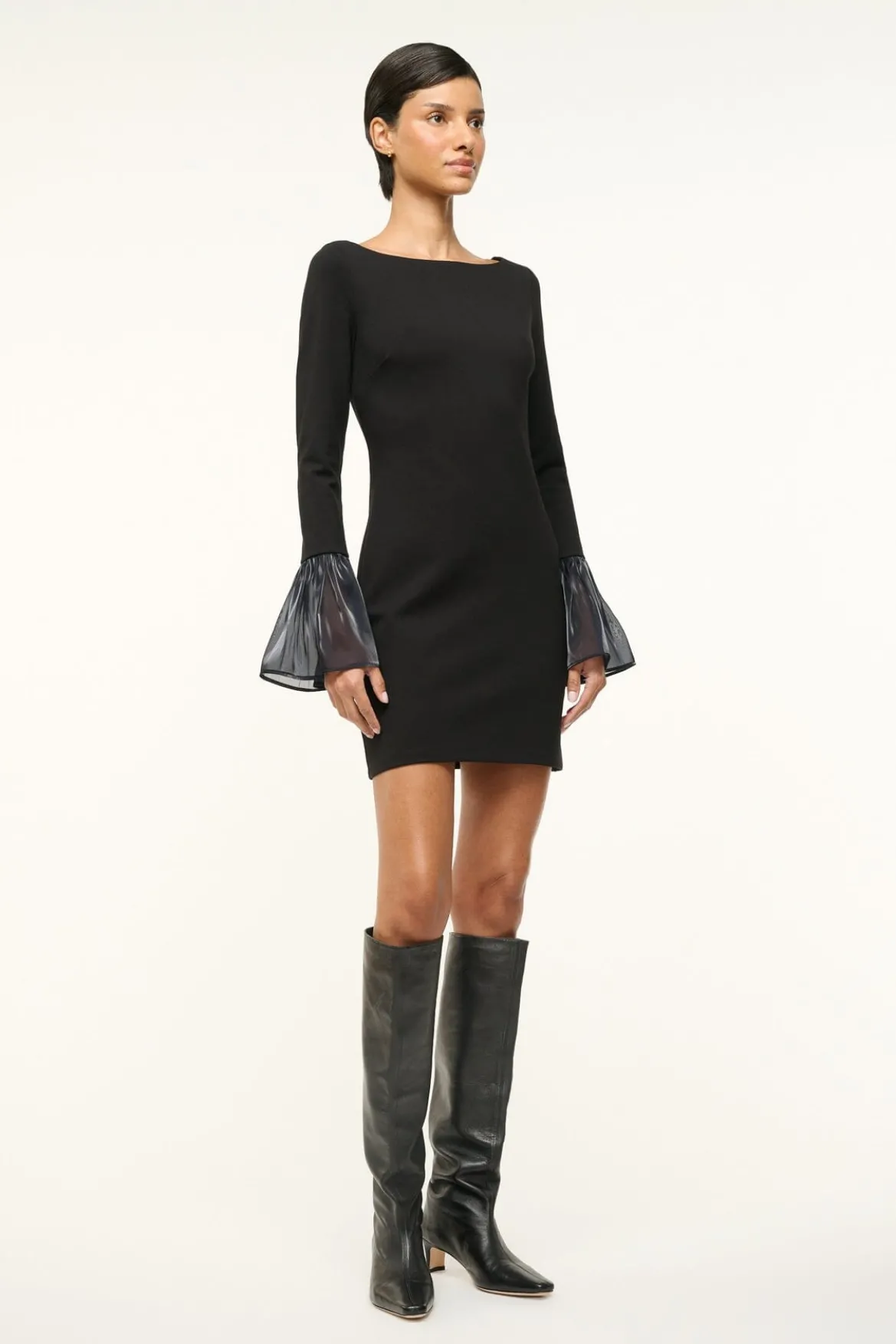 STAUD HAWTHORNE DRESS BLACK NAVY