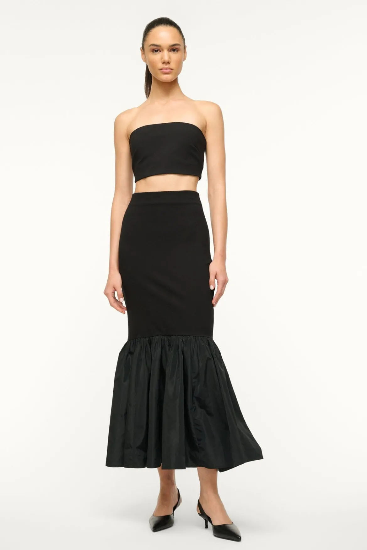 STAUD HAWTHORNE SKIRT BLACK