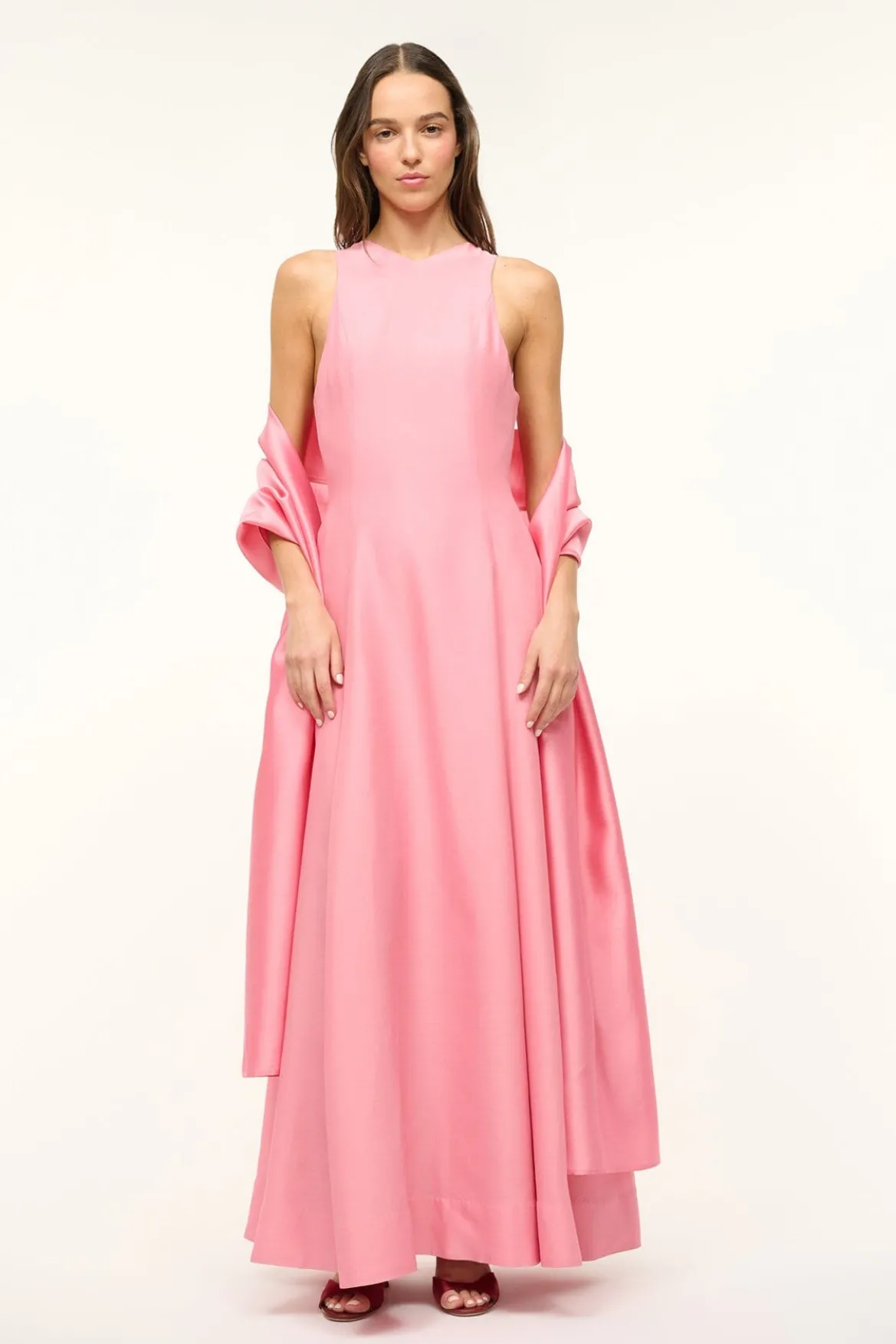 STAUD HEIKE DRESS DAMASK PINK