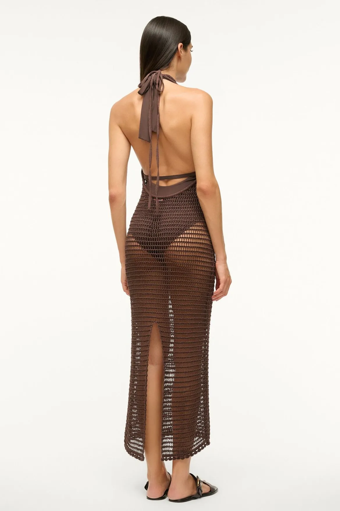 STAUD JANE DRESS DARK CHOCOLATE