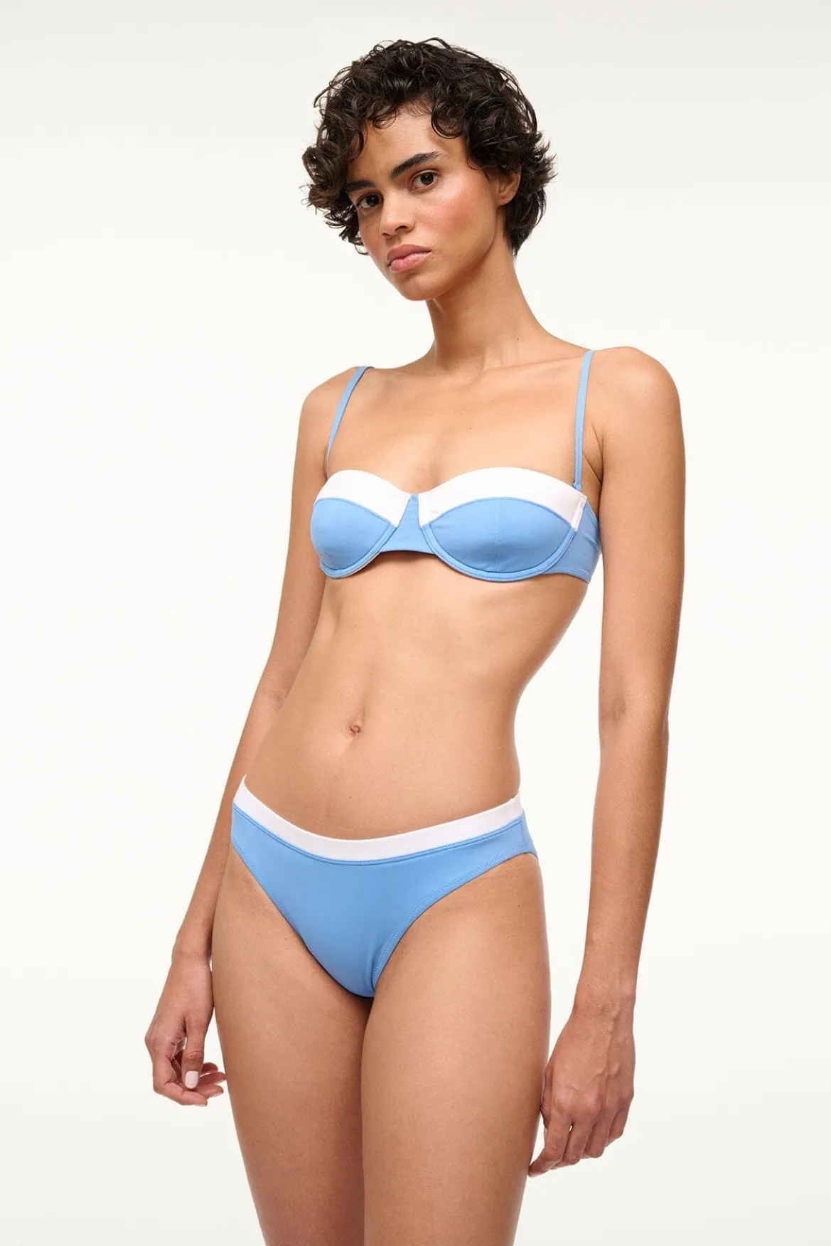 STAUD JO BALCONETTE BIKINI TOP AZURE WHITE