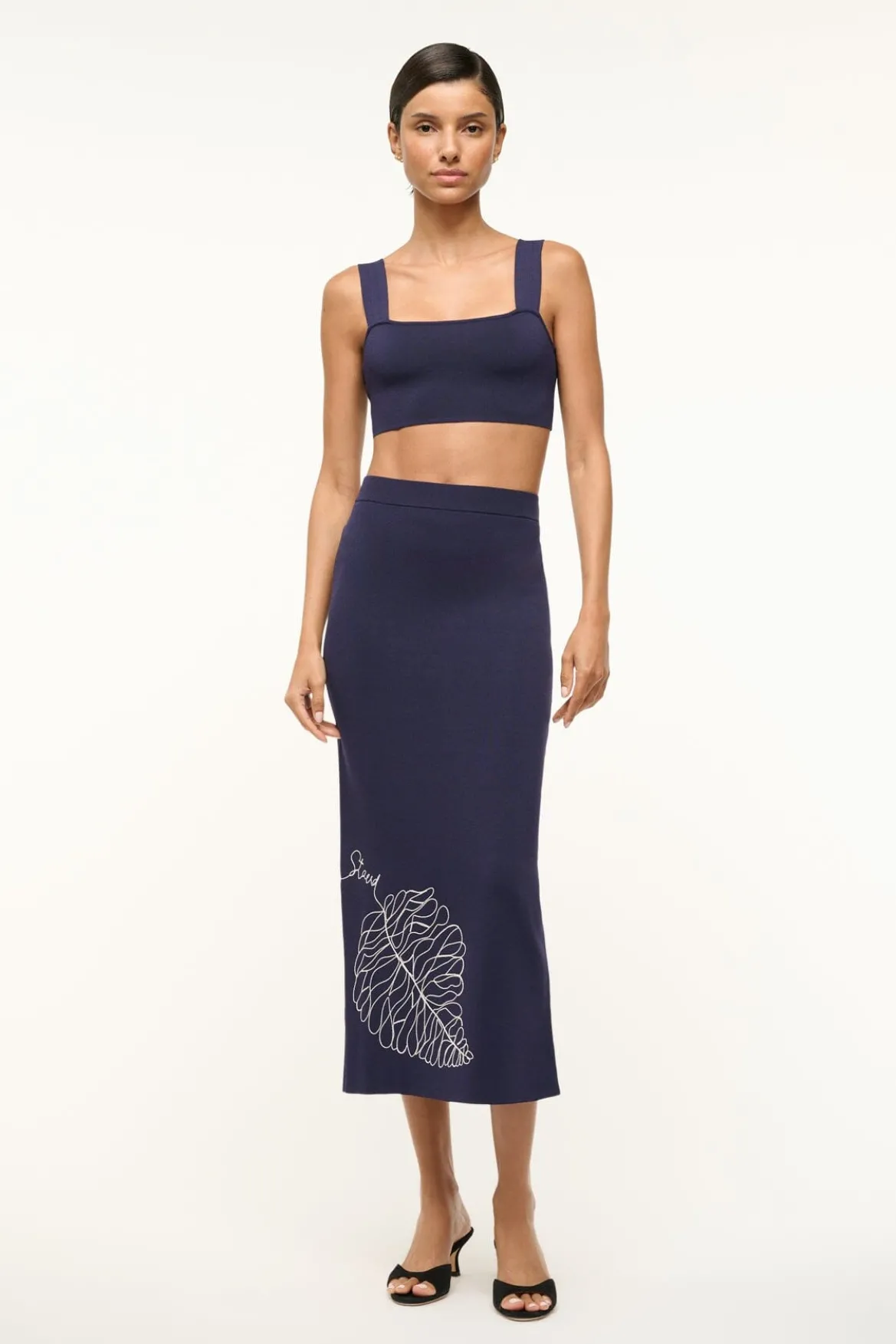 STAUD KARINA SKIRT NAVY WHITE