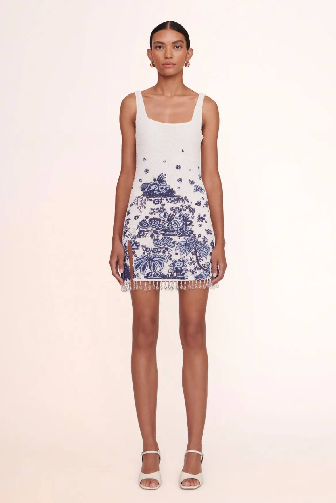 STAUD LE SABLE DRESS BLUE TOILE