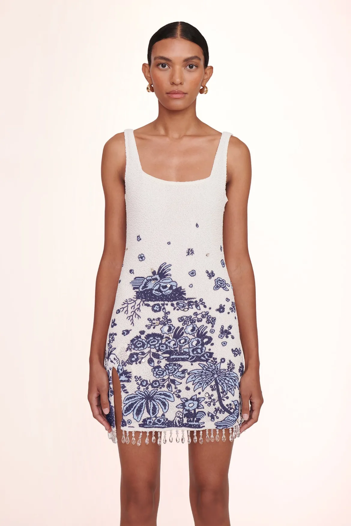 STAUD LE SABLE DRESS BLUE TOILE