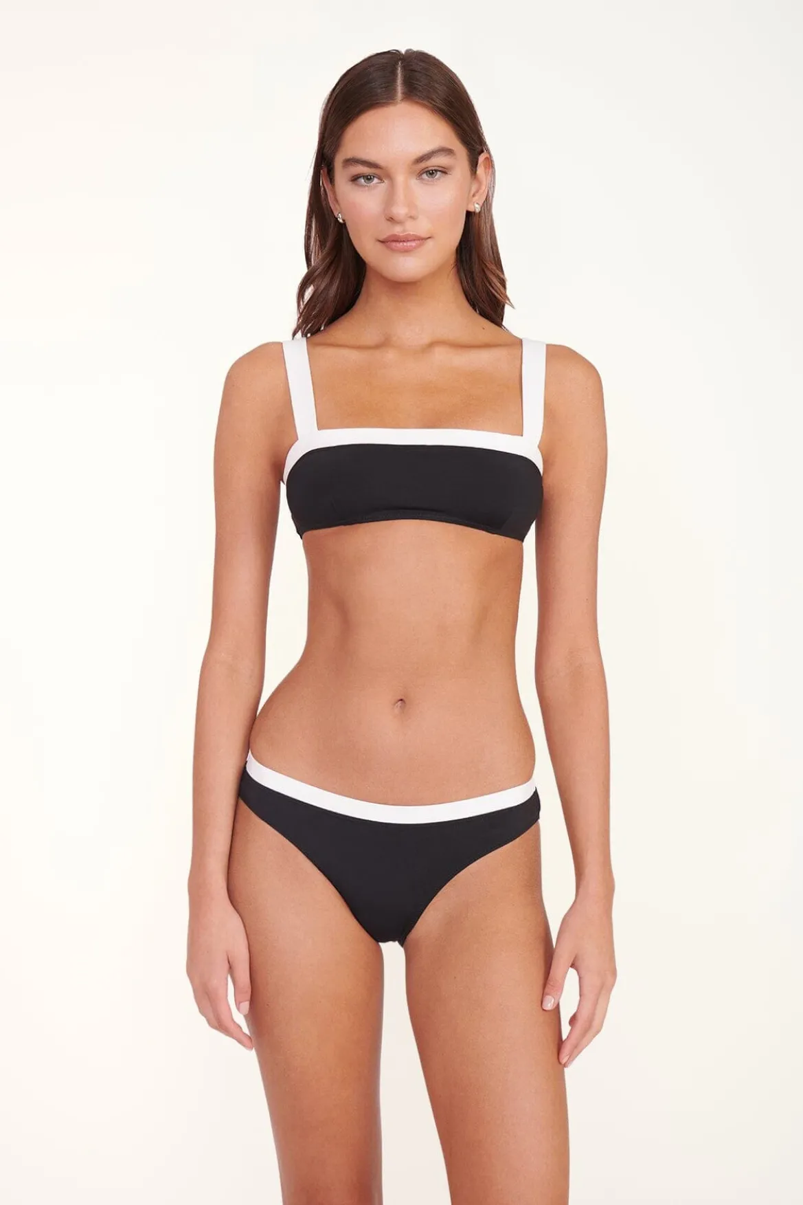 STAUD LIV BIKINI TOP BLACK WHITE