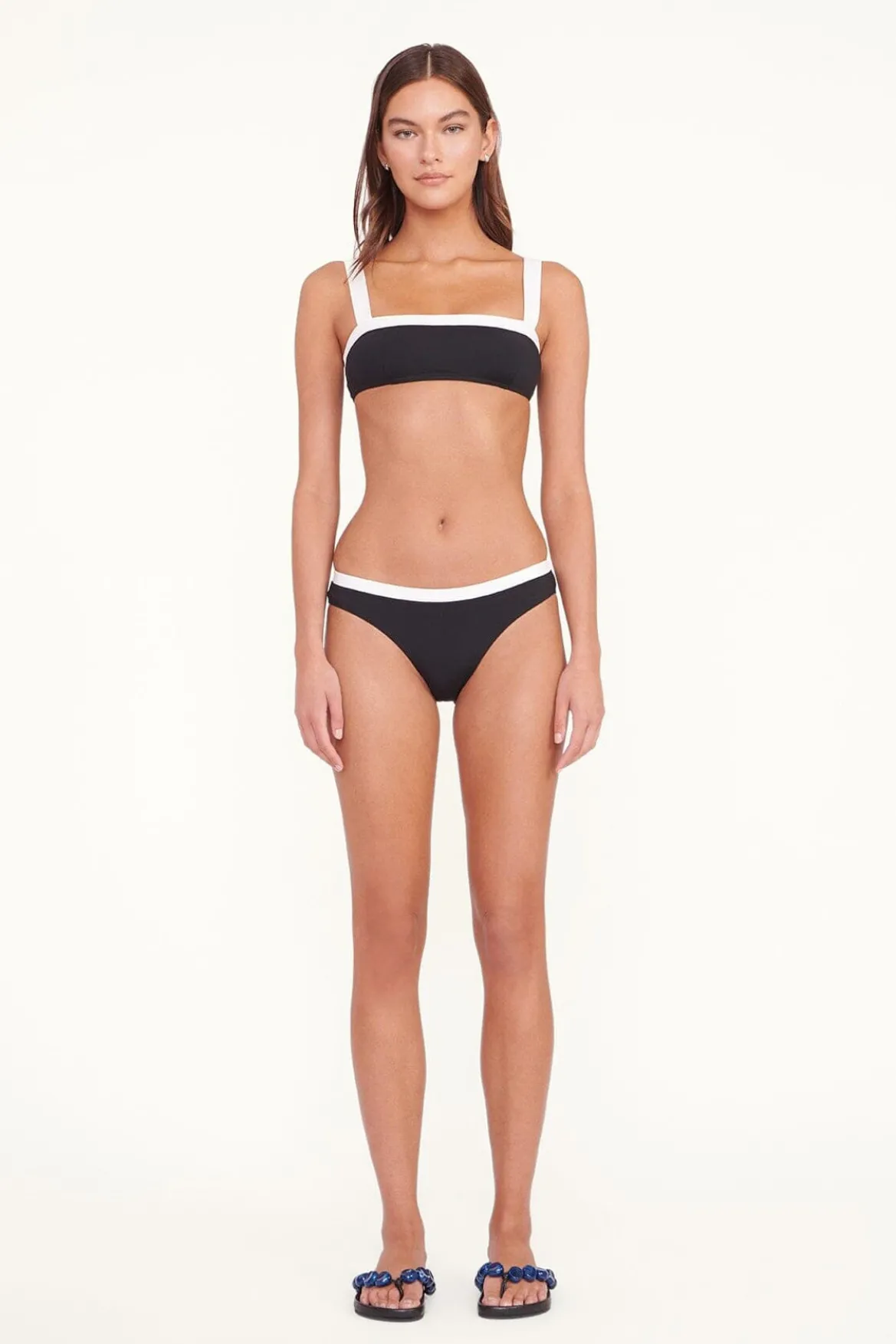 STAUD LIV BIKINI TOP BLACK WHITE