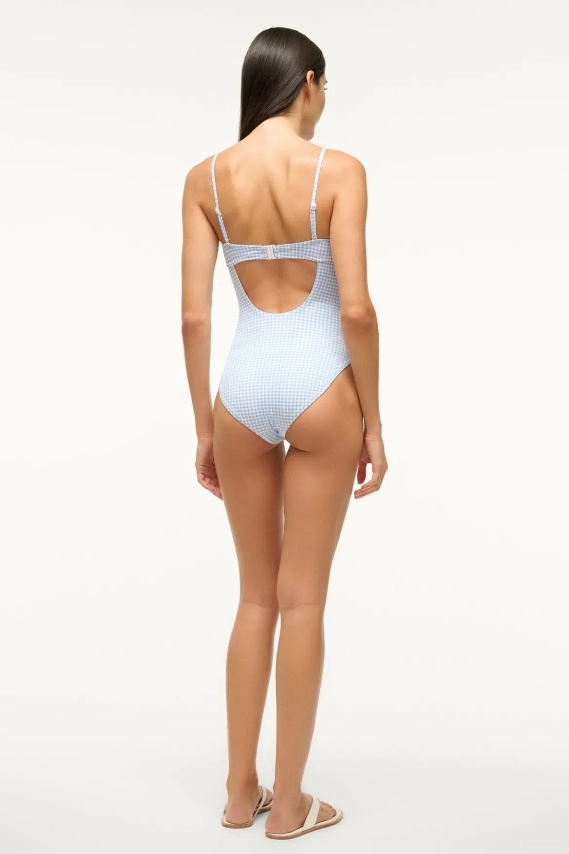 STAUD MAEVE ONE PIECE SKY MICRO CHECK