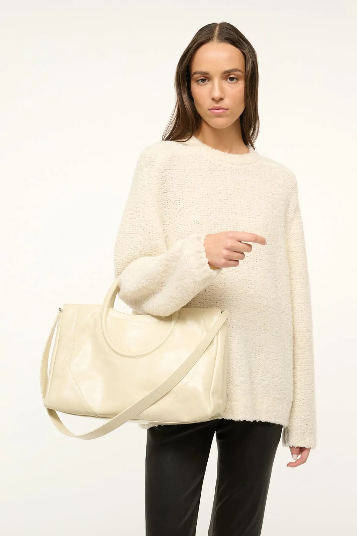 STAUD MAUDE SATCHEL CREAM