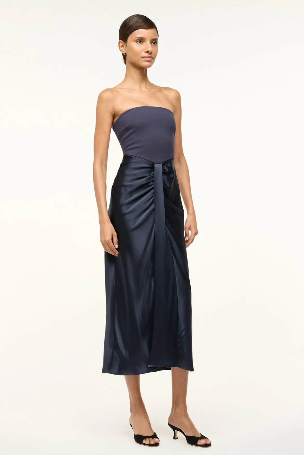 STAUD MIDI WAYFARING DRESS NAVY