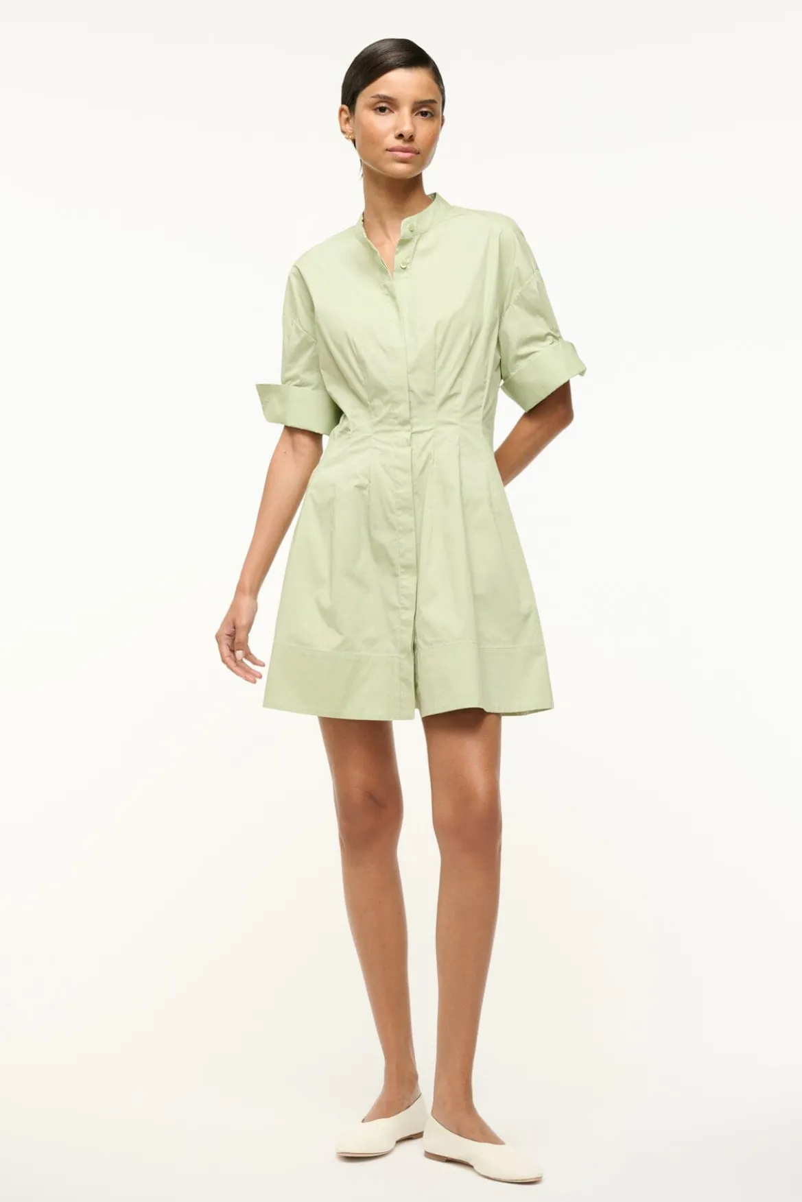 STAUD MINI LORENZA DRESS PALE JADE