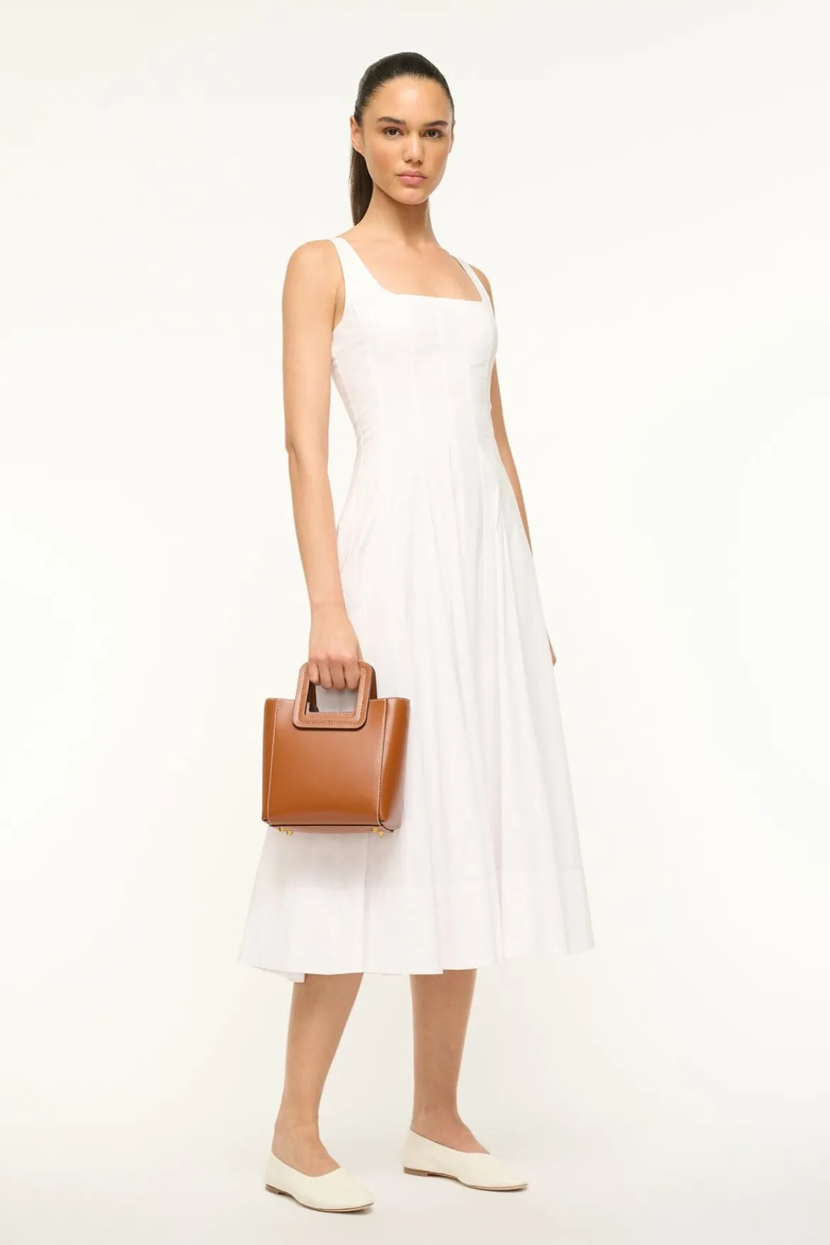 STAUD MINI SHIRLEY LEATHER BAG | SADDLE