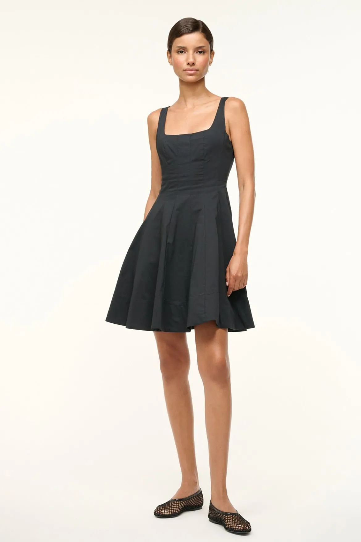 STAUD MINI WELLS DRESS BLACK