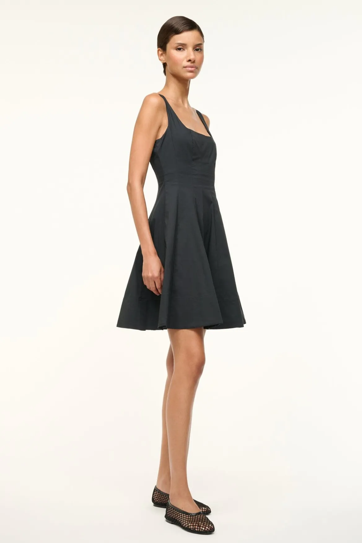 STAUD MINI WELLS DRESS BLACK