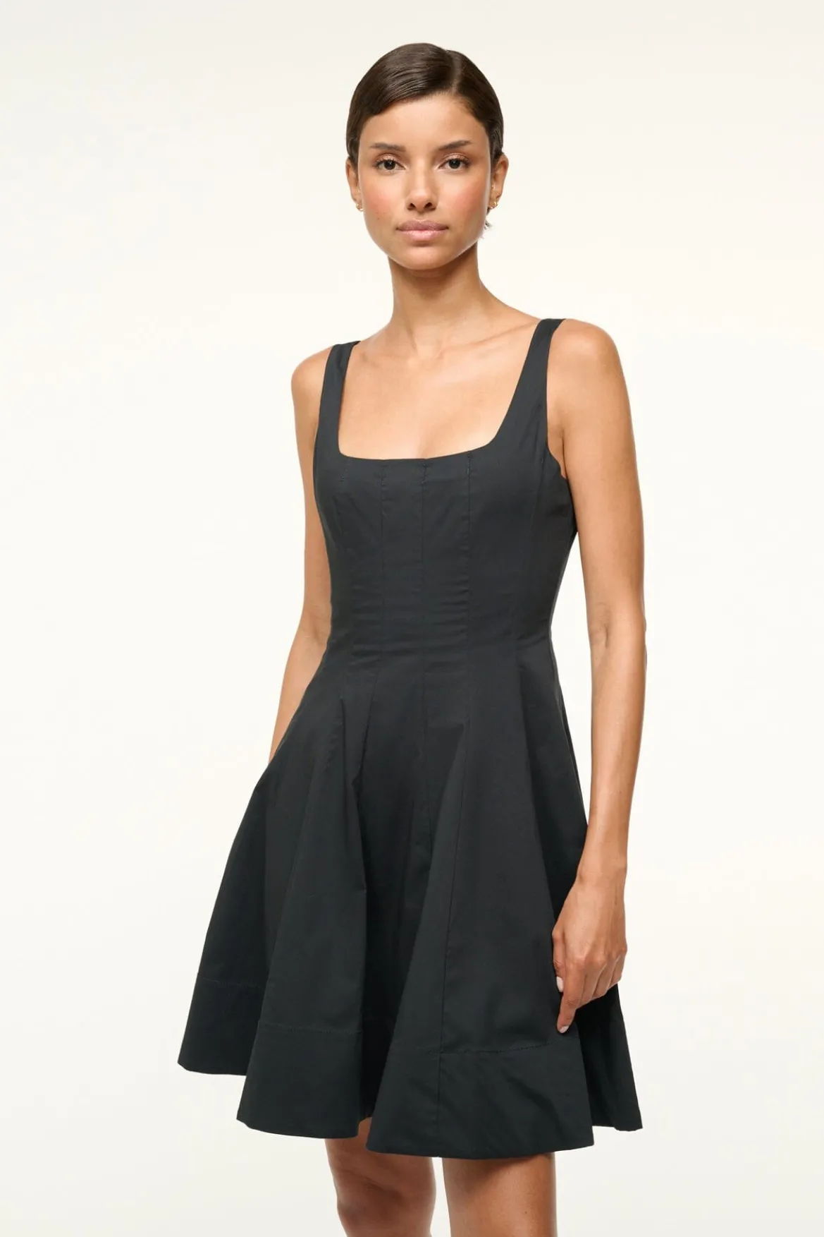 STAUD MINI WELLS DRESS BLACK