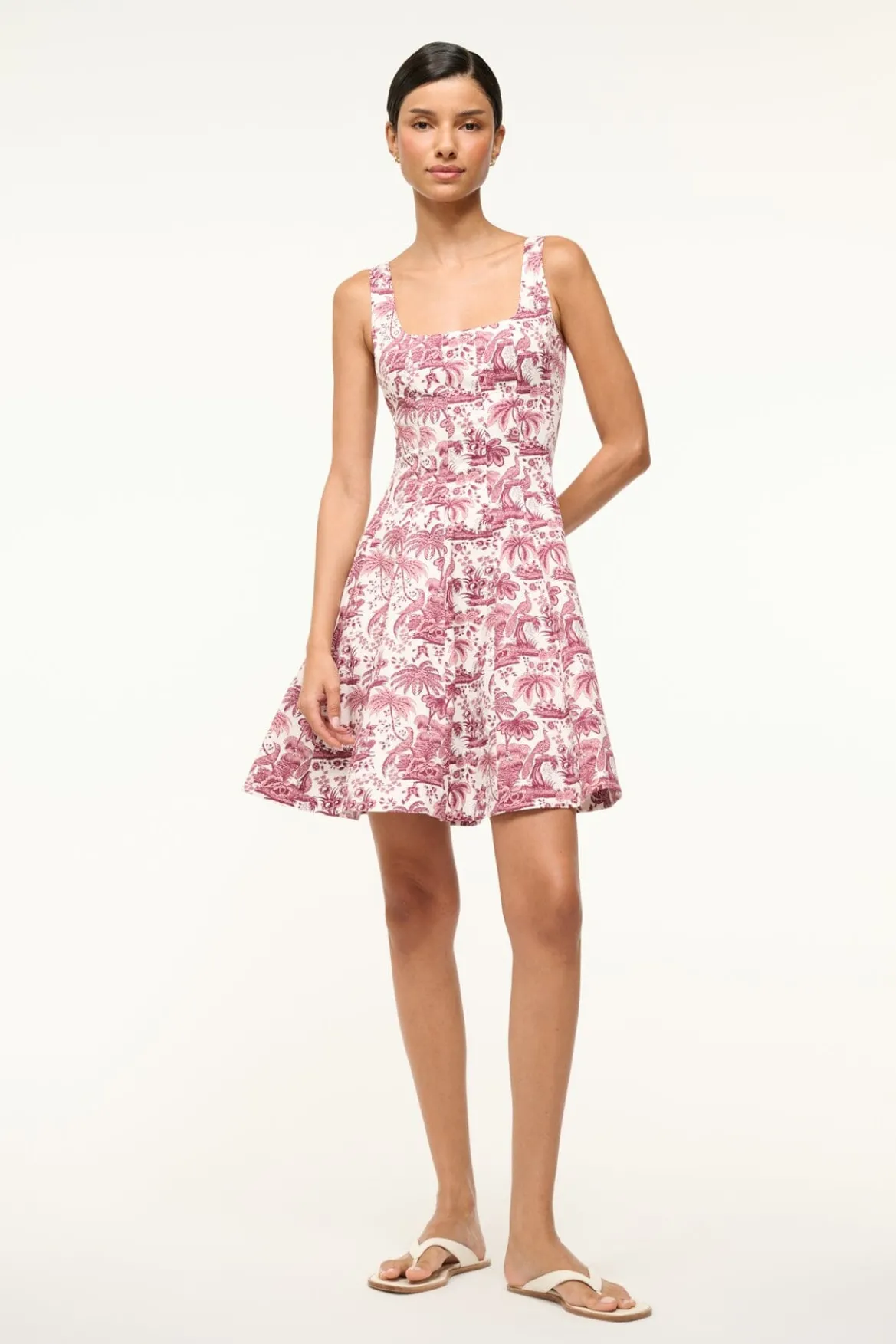 STAUD MINI WELLS DRESS BORDEAUX TOILE