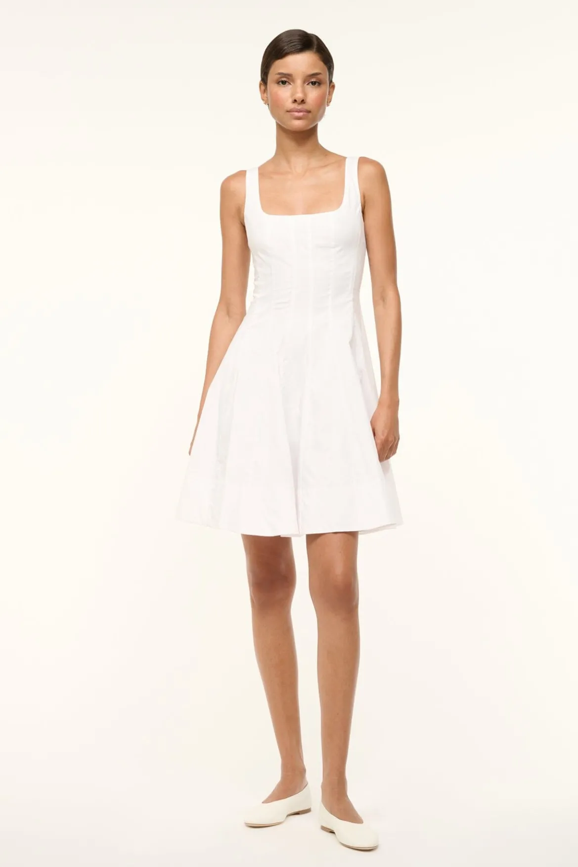 STAUD MINI WELLS DRESS WHITE
