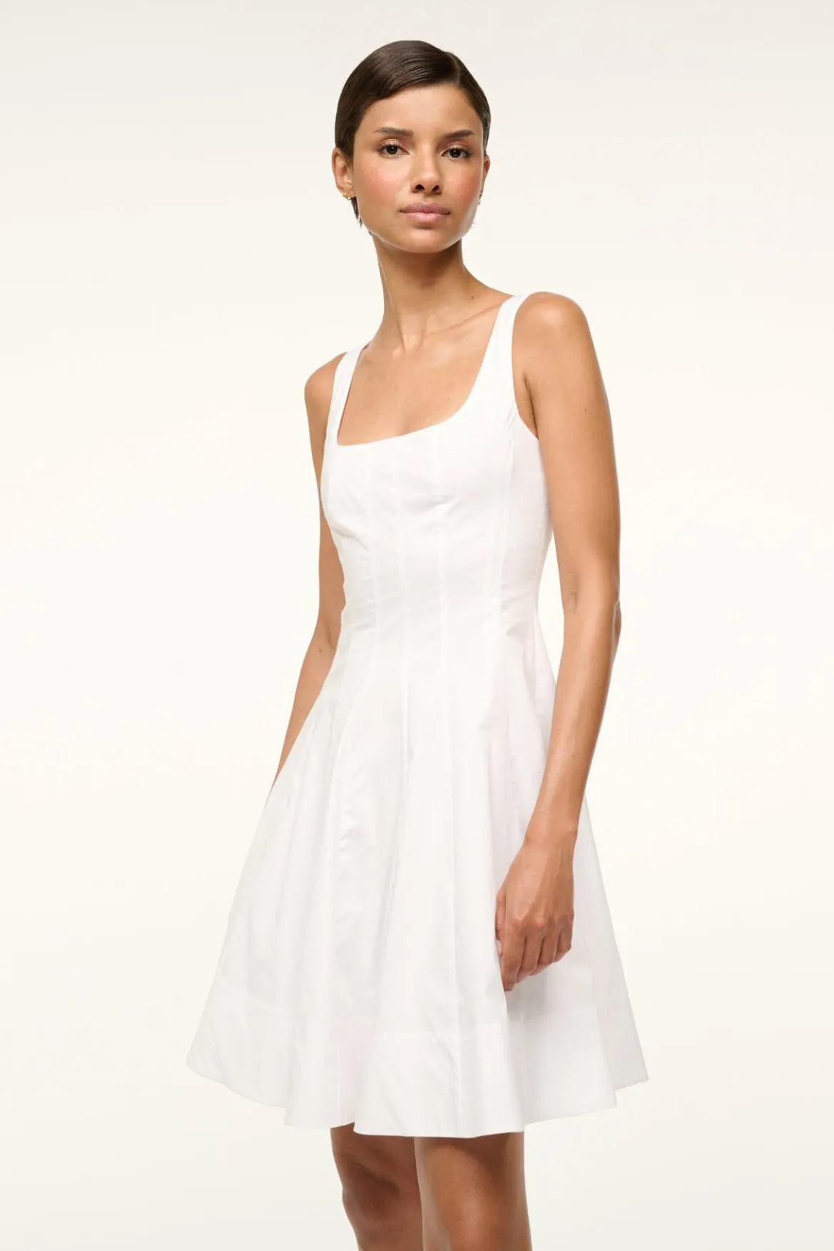 STAUD MINI WELLS DRESS WHITE