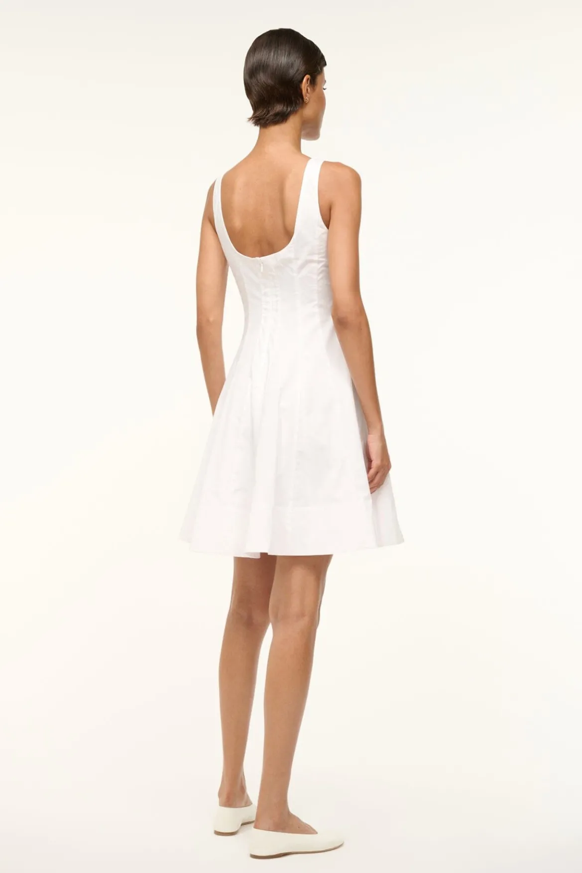STAUD MINI WELLS DRESS WHITE