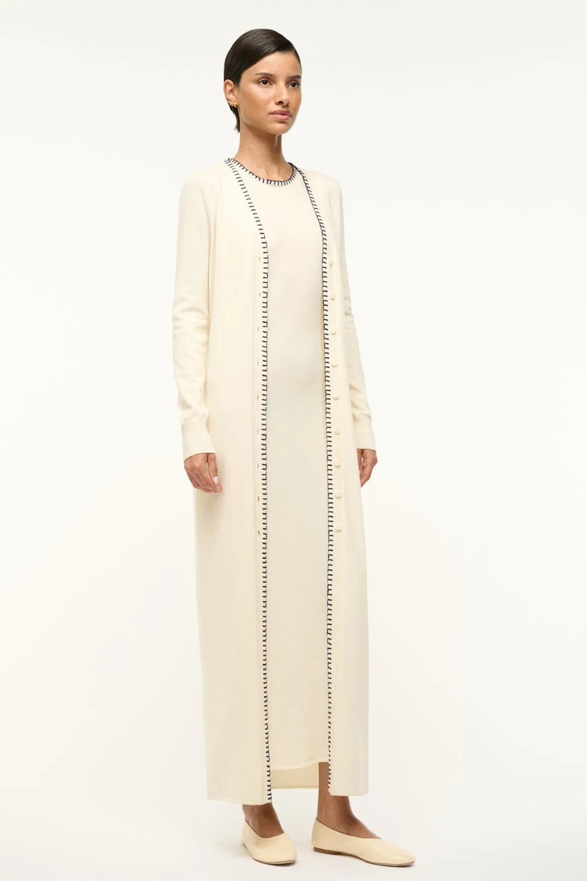 STAUD MORRISON CARDIGAN IVORY NAVY