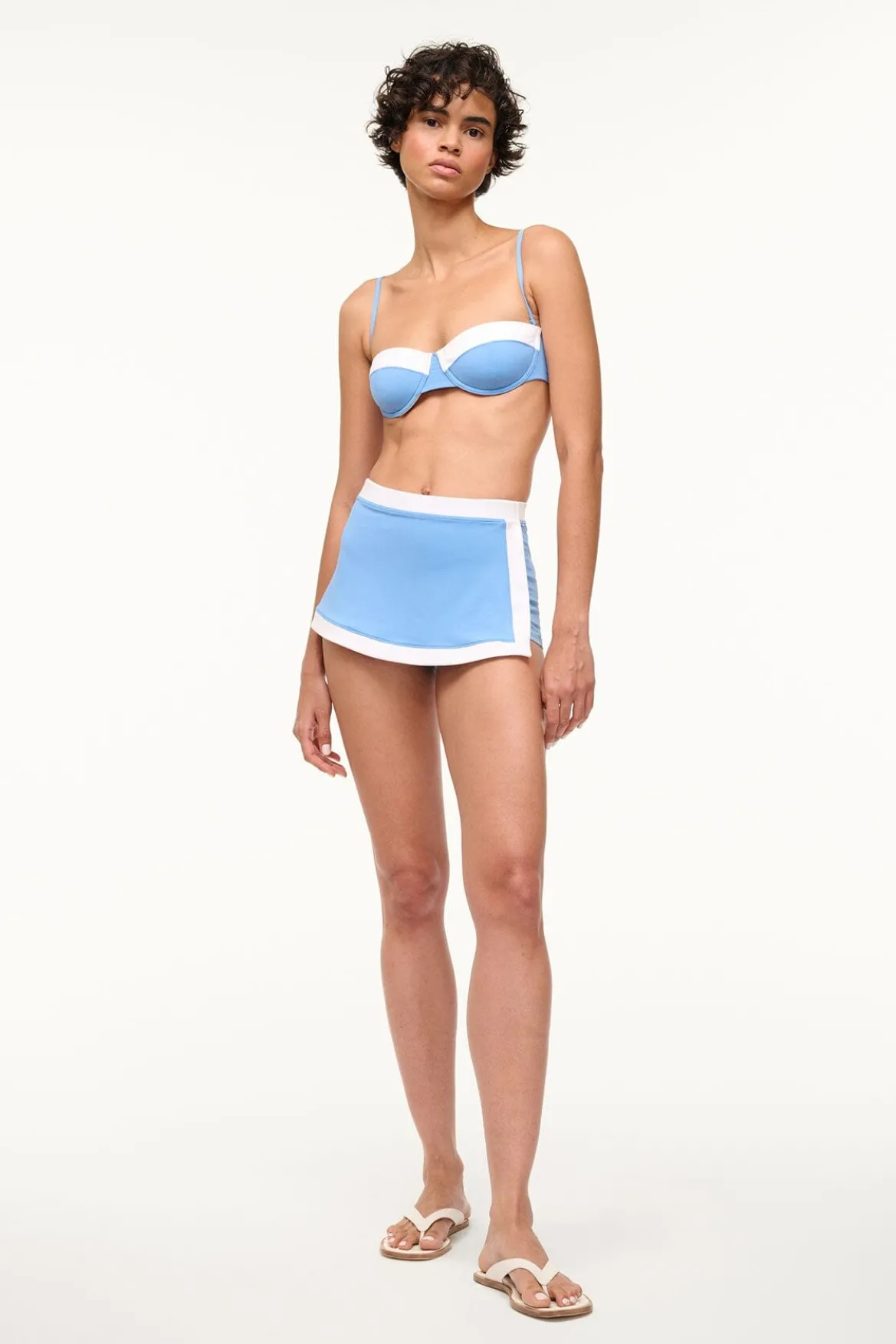 STAUD NELL SWIM SKIRT AZURE WHITE