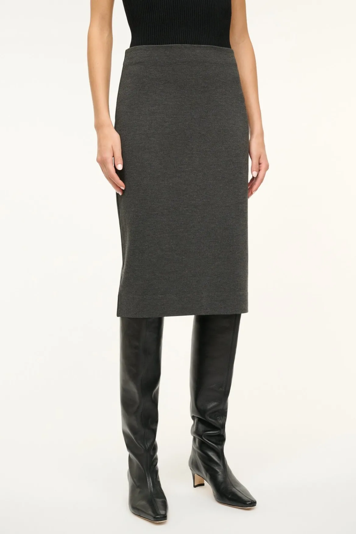 STAUD PASCALE PENCIL SKIRT HEATHER GREY
