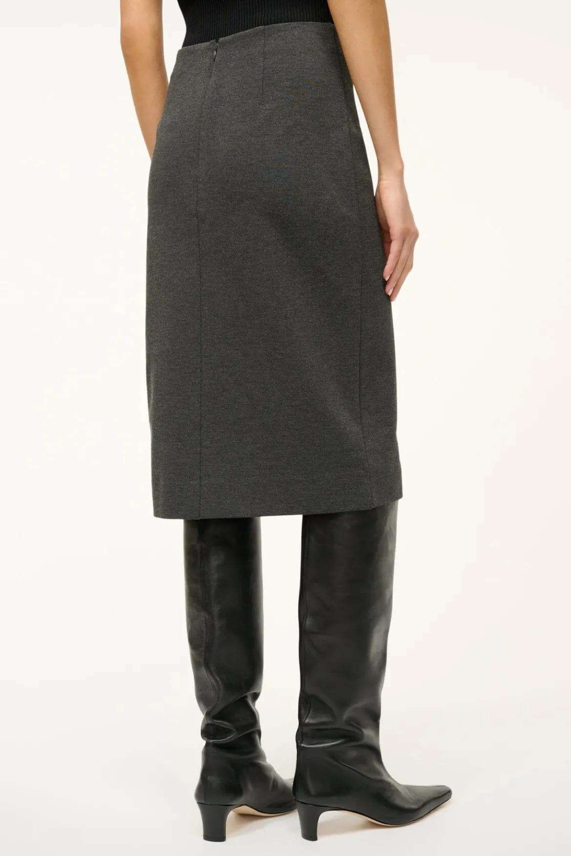STAUD PASCALE PENCIL SKIRT HEATHER GREY