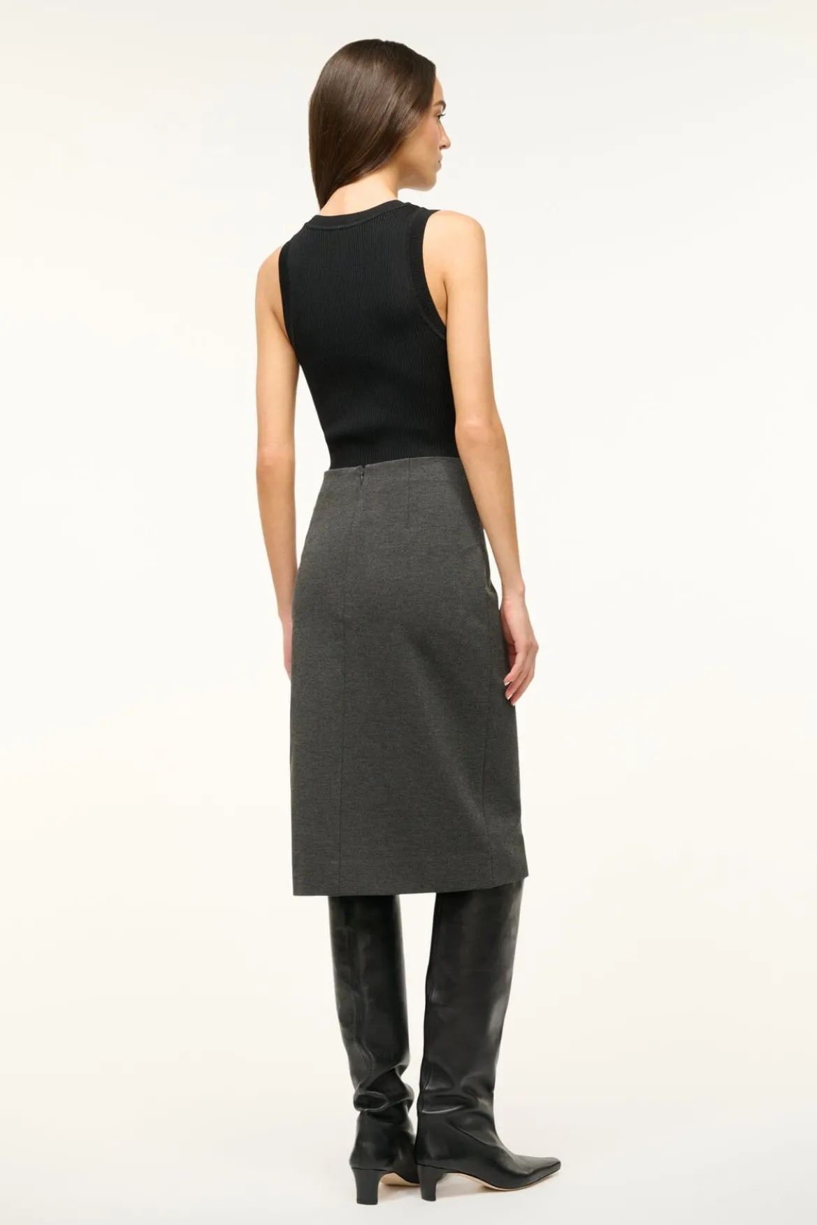 STAUD PASCALE PENCIL SKIRT HEATHER GREY