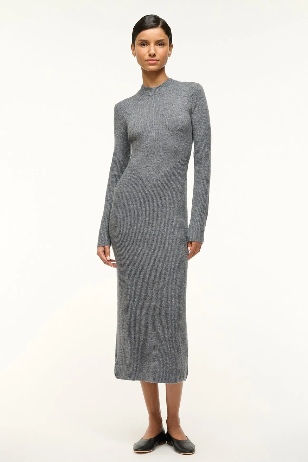 STAUD RAMONA DRESS CHARCOAL GREY